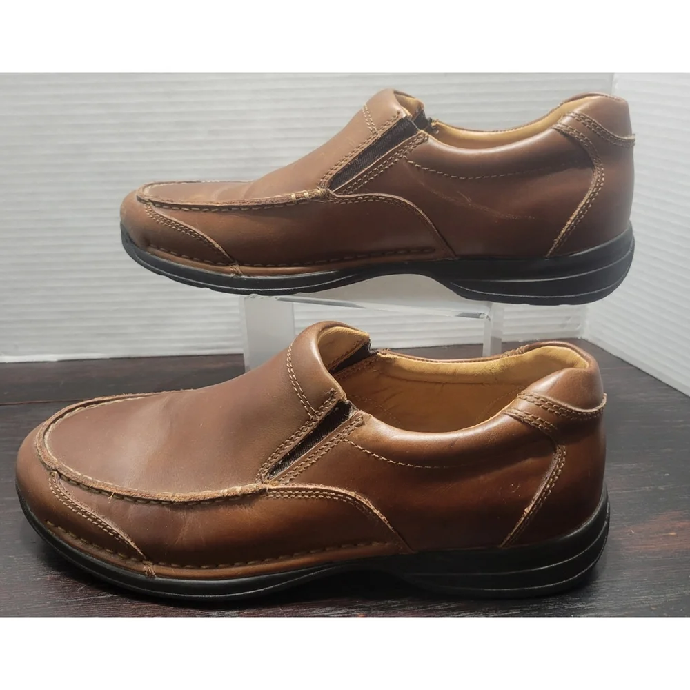 Men’s Johnston & Murphy Shuler Moc Slip On shoes 10.5 M Brown Leather